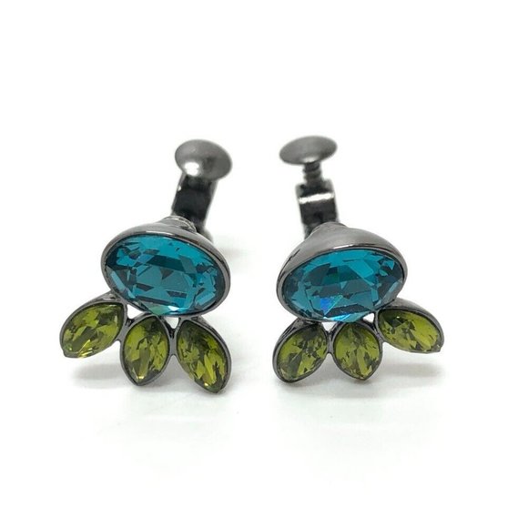GIVENCHY vintage Accessories Earrings Metal Silver/Blue / Green - Picture 1 of 4